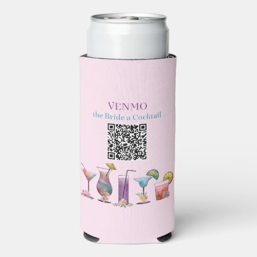 Gepersonaliseerde VENMO de bruid een cocktail QR-c Seltzer Blikjeskoeler (Seltzer Achterkant)