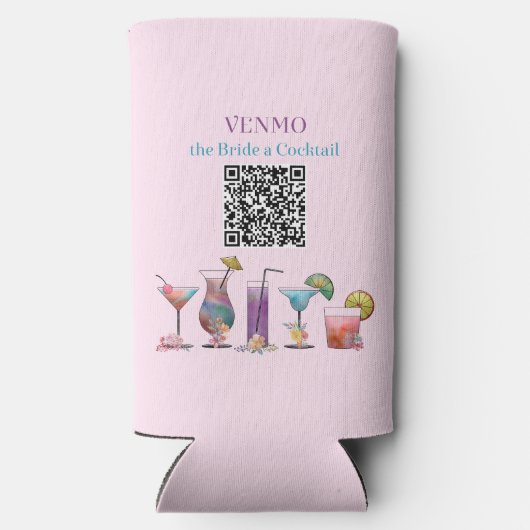 Gepersonaliseerde VENMO de bruid een cocktail QR-c Seltzer Blikjeskoeler (Achterkant)