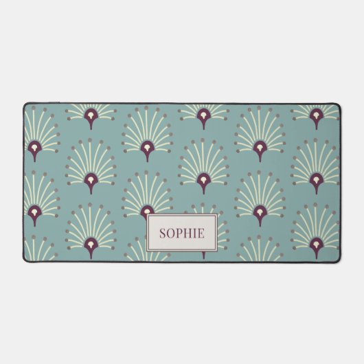 Gepersonaliseerde  ventilatorpatroonviolet op blau bureaumat (Voorkant)