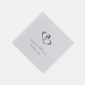 Gepersonaliseerde Verbonden Harten Zilver Grijs Se Servet (Hoek)