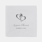 Gepersonaliseerde Verbonden Harten Zilver Grijs Se Servet (Voorkant)