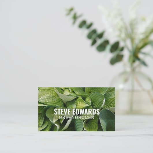 Gepersonaliseerde "Verdant Leaves" (Amerikaans) Visitekaartje (Staand voorkant)