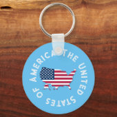 Gepersonaliseerde Verenigde Staten Kaart Vlag rood Sleutelhanger (Voorkant)