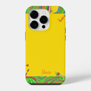 Gepersonaliseerde verf kleurrijke spiralen iPhone 14 plus hoesje