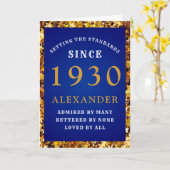 Gepersonaliseerde Verjaardag 1930 Chic Blue Gold G Kaart (Gele Bloem)