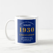 Gepersonaliseerde Verjaardag 1930 Elegant Blauw Go Koffiemok (Links)