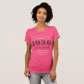 Gepersonaliseerde Verjaardag 1930 Roze Girly Scha T-shirt (Voorkant volledig)