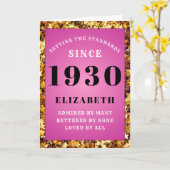 Gepersonaliseerde Verjaardag 1930 Roze Gouden Glit Kaart (Gele Bloem)
