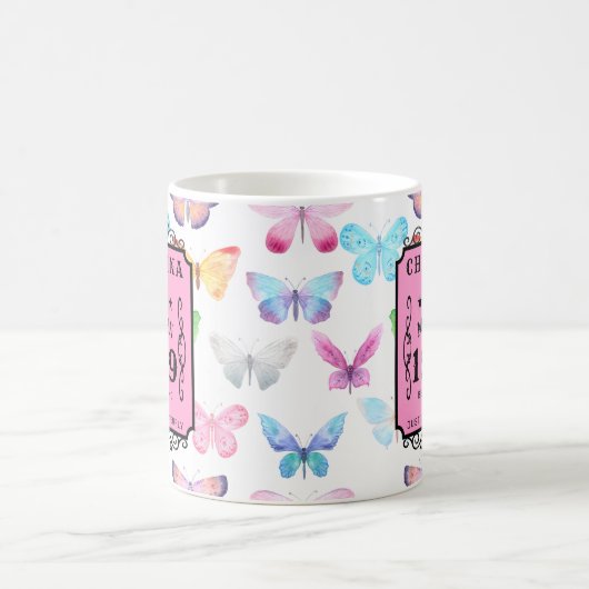 Gepersonaliseerde Verjaardag 1949 Vlinder Jouw naa Koffiemok (Center)