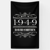 Gepersonaliseerde verjaardag 1949 voor mannen spandoek (Verticaal)