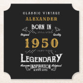 Gepersonaliseerde verjaardag 1950 Legendary Black Kartonnen Onderzetters (Voorkant)