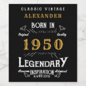 Gepersonaliseerde verjaardag 1950 Legendary Distre Wijn Etiket (Enkel label)