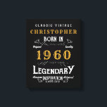 Gepersonaliseerde Verjaardag 1960 Jouw naam Vintag Canvas Afdruk<br><div class="desc">Gepersonaliseerde verjaardag geboren in 1960 Voeg jouw naam verjaardagscanvas print toe. Bewerk de naam en het jaar met de sjabloon. Een prachtige aangepaste zwarte wanddecoratie. Meer cadeaus en feestartikelen verkrijgbaar met het "Legendary" ontwerp in de winkel.</div>