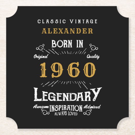 Gepersonaliseerde verjaardag 1960 Voeg Jouw naam L Kartonnen Onderzetters (Voorkant)