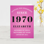 Gepersonaliseerde Verjaardag 1970 Roze Jouw naam t Kaart (Gele Bloem)
