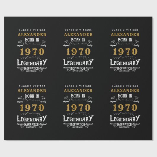 Gepersonaliseerde verjaardag 1970 Voeg Jouw naam L Cadeaupapier (Vlak)