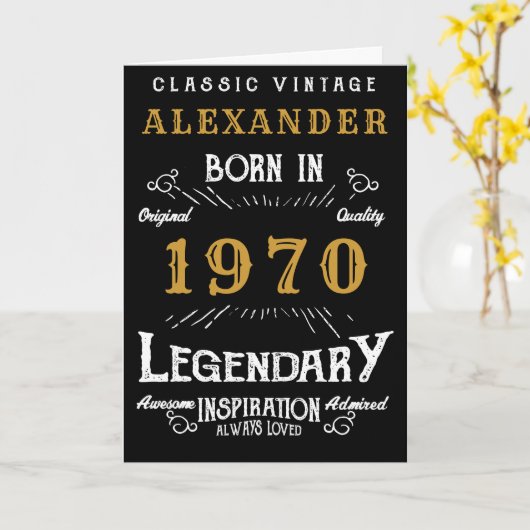 Gepersonaliseerde verjaardag 1970 Voeg Jouw naam L Kaart (Gele Bloem)