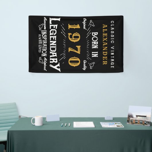 Gepersonaliseerde verjaardag 1970 Voeg Jouw naam L Spandoek (Beurs)