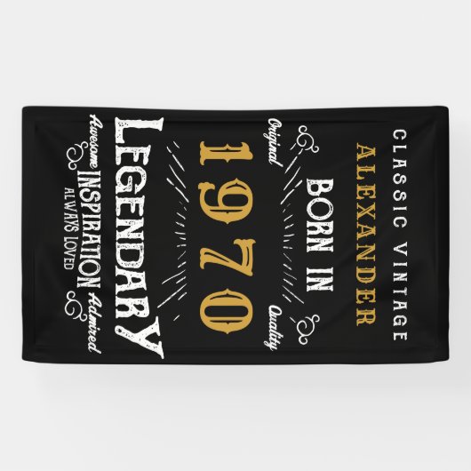 Gepersonaliseerde verjaardag 1970 Voeg Jouw naam L Spandoek (Horizontaal)