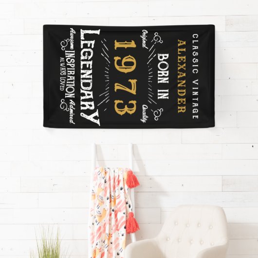 Gepersonaliseerde verjaardag 1973 Voeg Jouw naam L Spandoek (Insitu)