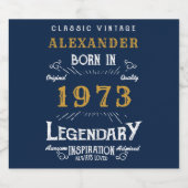 Gepersonaliseerde verjaardag 1973 Voeg Jouw naam L Sparkling Wijnetiket (Enkel label)