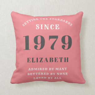 Gepersonaliseerde Verjaardag 1979 Schattige Roze G Kussen