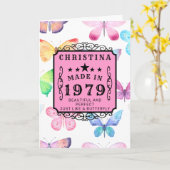 Gepersonaliseerde Verjaardag 1979 Vlinder Jouw naa Kaart (Gele Bloem)