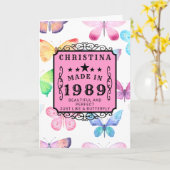 Gepersonaliseerde Verjaardag 1989 Vlinder Jouw naa Kaart (Gele Bloem)
