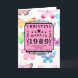 Gepersonaliseerde Verjaardag 1989 Vlinder Jouw naa Kaart<br><div class="desc">The beauty of butterflies with the softness of water cocakes this a special birthday card design. Easy to edit text.</div>