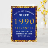 Gepersonaliseerde Verjaardag 1990 Standaarden Blau Kaart (Gele Bloem)