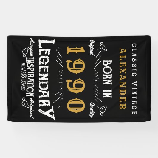 Gepersonaliseerde verjaardag 1990 Voeg Jouw naam L Spandoek (Horizontaal)