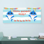 Gepersonaliseerde Verjaardag Baby Shark Spandoek (Beurs)