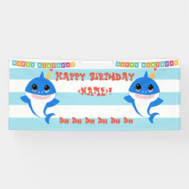 Gepersonaliseerde Verjaardag Baby Shark Spandoek