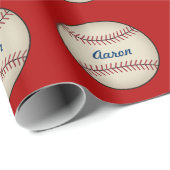 Gepersonaliseerde Verjaardag Baseball Wrapping Pap Cadeaupapier (Rol Hoek)