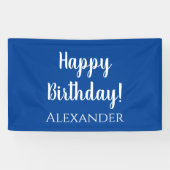 Gepersonaliseerde verjaardag Blauw Gelukkige Verja Spandoek (Horizontaal)