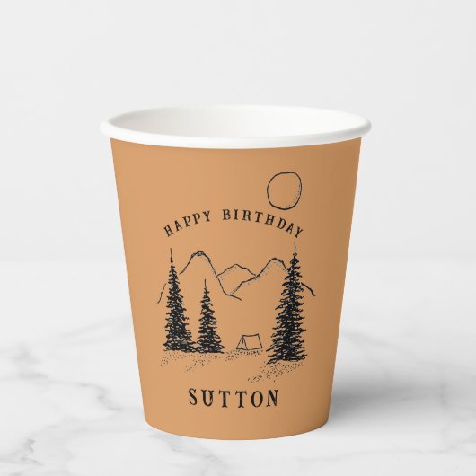 Gepersonaliseerde Verjaardag Camping Papieren Bekers (Voorkant)