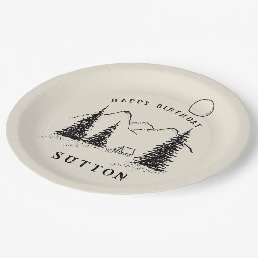 Gepersonaliseerde Verjaardag Camping Papieren Bordje (Gekanteld)