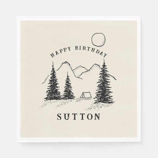 Gepersonaliseerde Verjaardag Camping Servet (Voorkant)