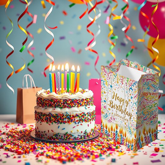 Gepersonaliseerde verjaardag confetti plezier medium cadeauzakje