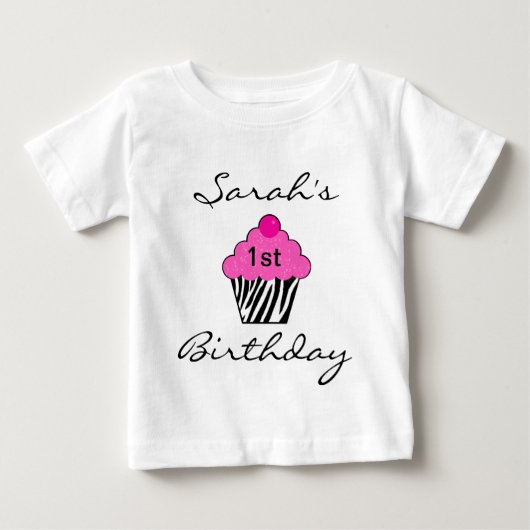 Gepersonaliseerde Verjaardag Cupcake T-shirt (Voorkant)
