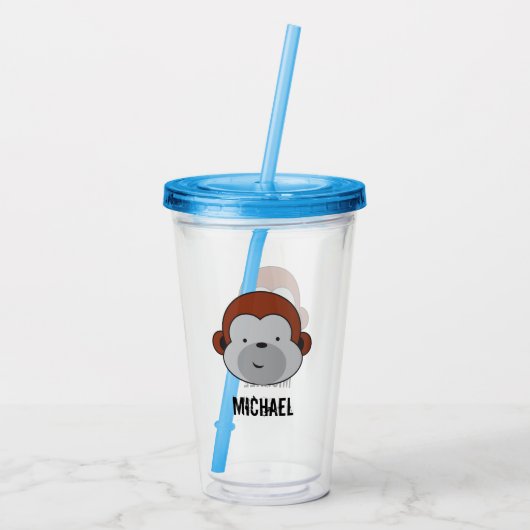 Gepersonaliseerde verjaardag Cute Safari Acryl Drinkbeker (Achterkant)