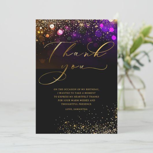 Gepersonaliseerde verjaardag Dank u kaarten voor v (Staand voorkant)
