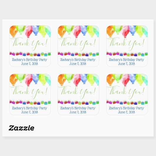 Gepersonaliseerde Verjaardag dank u stickers (Vel)