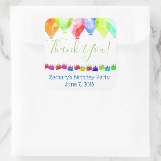 Gepersonaliseerde Verjaardag dank u stickers (Tas)