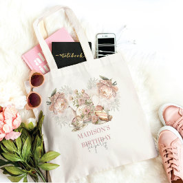 Gepersonaliseerde verjaardag elegante Tea Party Tote Bag