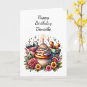 Gepersonaliseerde verjaardag en kleurplaat kaart (Gele Bloem)