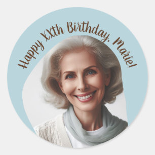 Gepersonaliseerde Verjaardag Foto Naam Elke Leefti Ronde Sticker