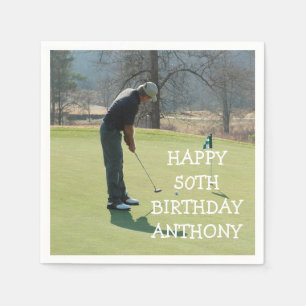 Gepersonaliseerde verjaardag Golfer 50e foto Pa Pa Servet