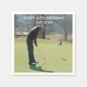 Gepersonaliseerde verjaardag Golfer 80e foto Pa Pa Servet