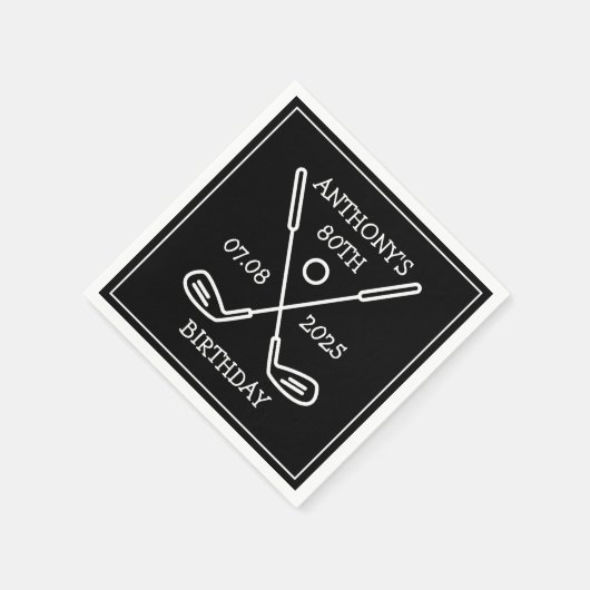 Gepersonaliseerde Verjaardag Golfer 80e gelukkige Servet (Hoek)